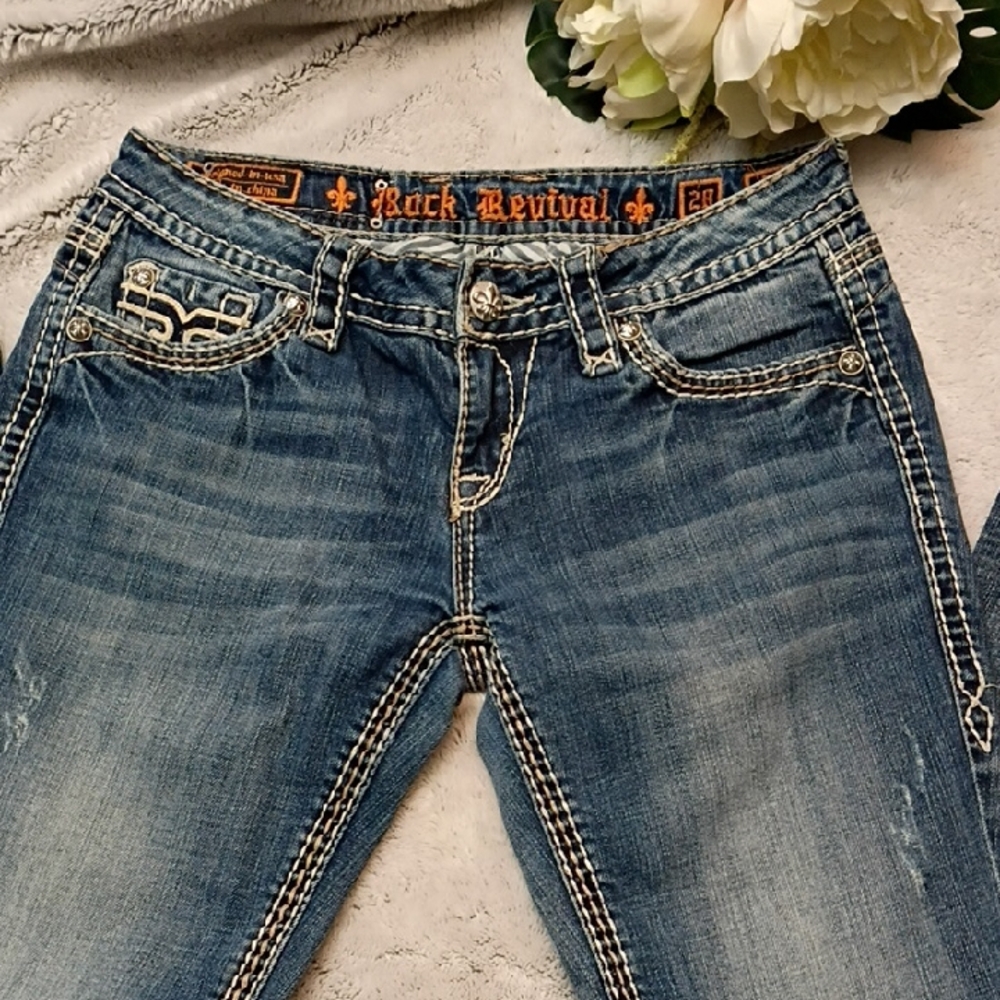 🖤 Rock Revival Blue Jamila Boot Cut Jeans Size 28